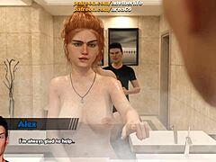 Fucking a hot MILF in the shower with 3D simulation
