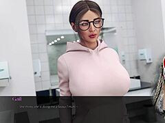 Het kantoor: de sexy secretaresse met enorme borsten in speelse actie