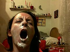 Mature mommy takes it deep in her ass and gets covered in cream