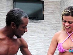 Mature blonde calls a black plumber for help and ends up getting her ass fucked from behind