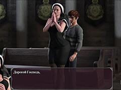 Mogna nunnor har ett lustfyllt möte i klostersalen