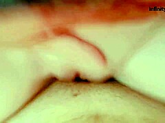 Close-up dari milf yang dicukur naik ke orgasme