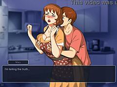 Äitipuoli ja tytär viettelevät perheen kaverin Hentai-videolla