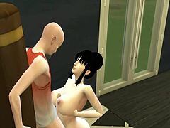 Vreemdgaande vrouw Chichi krijgt anale training van meester Roshi in 3D hentai