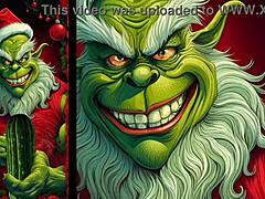Monster pik cumshot op een rondborstige cartoon babe in een ondeugende kerstparodie