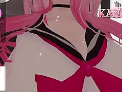 Kanako, a VTuber, geme e goza em um vídeo erótico de cosplay de garota da escola com áudio ASMR