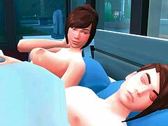 Geanimeerd stel geeft zich over aan gepassioneerde intimiteit in De Sims 4