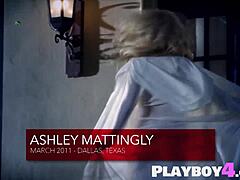 Ashley Mattingly, een prachtig blond MILF-model, pronkt met haar verleidelijke rondingen in lingerie
