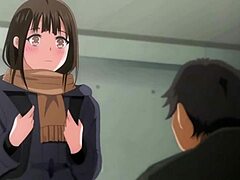 Garota de anime fica safada em um banheiro público