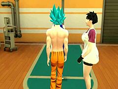 Dragon Ball Hentai: Goku มีส่วนร่วมในการกระทําทางเพศกับภรรยาและภรรยาของลูกชายของเขา ทั้งได้รับการสอดใส่ทางทวารหนัก