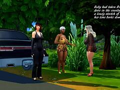 Ruby ve Doris, Sims 4'te bir grup orgisine katılıyorlar