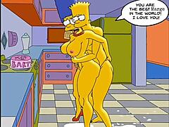 Seksikäs kotiäiti Marge voihkii nautinnosta, kun hän saa creampie kaikissa reikissään anime-hentai-videolla