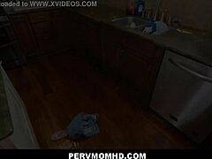 Mature stepmom Lilly Hall gets pounded by young stepson in the kitchen