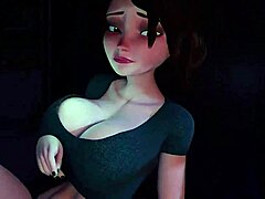 HD-sexvideo zeigt heiße brünette milf, die im cartoon-stil anal bekommt