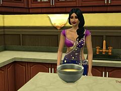 Ibu tiri berhubungan seks dengan putri tirinya dalam adegan lesbian Sims 4
