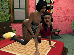 Nevlastná matka má sex so nevlastnou dcérou v lesbickej scéne Sims 4