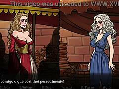 Game of Whores 에피소드 5에서 Porno traduzido는 비주얼 노벨 게임을 만나고 있습니다
