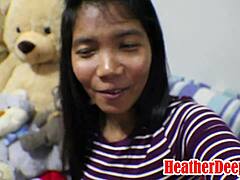 Tajska dziewczyna Heather dostaje wytrysk do ust i połyka podczas tygodniowej ciąży misjonarskiej