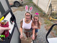 Halloween Trailer Trash Or Treat with Amateur Pornstars