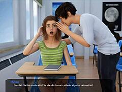 Pequeña adolescente disfruta del juego de rol de realidad virtual con su hermanastra y un vibrador