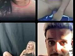 Drie lesbische sletten genieten van anaal spel op webcam