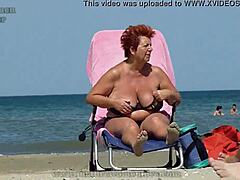 Mature grandmas enjoying the beach