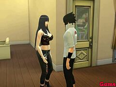 口交和阴道:Sasuke和胸部丰满的女孩背叛了Hinata